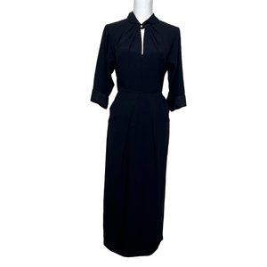 Prada Short Sleeve V-neck Sheath Dress with Pockets Black Size IT 38